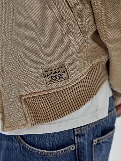 Guess Originals Canvas Worker Hoodie Beige | GUESS-SN30716