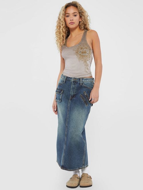 Guess Originals Cargo Denim Skirt Blauw | GUESS-SN26576