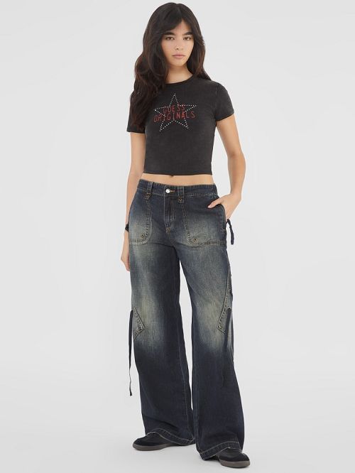 Guess Originals Cargo Lace-Up Jeans Blauw | GUESS-SN27403