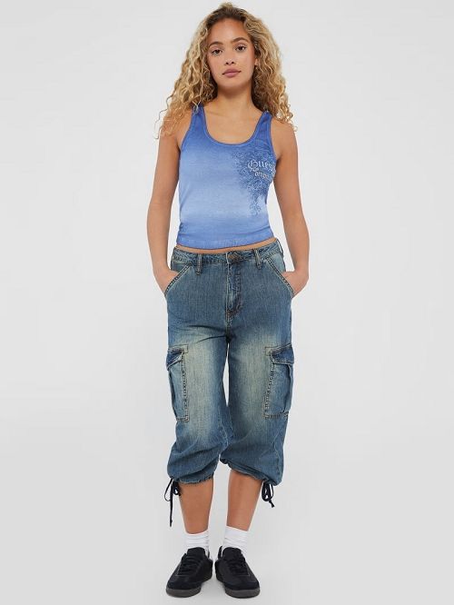 Guess Originals Denim Cargo Capris Blauw | GUESS-SN26504