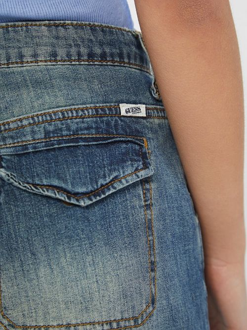 Guess Originals Denim Cargo Capris Blauw | GUESS-SN26504