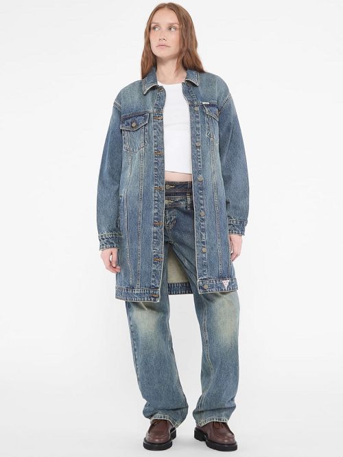 Guess Originals Denim Trucker Coat Blauw | GUESS-SN27906
