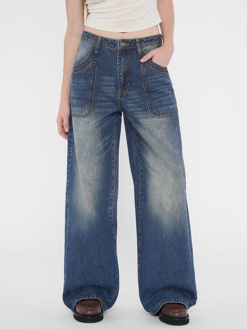 Guess Originals Double Pocket Wide-Leg Jeans Blauw | GUESS-SN26551