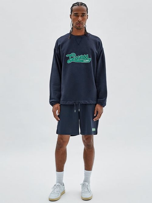 Guess Originals Drawstring Sweatshirt Blauw | GUESS-SN30933