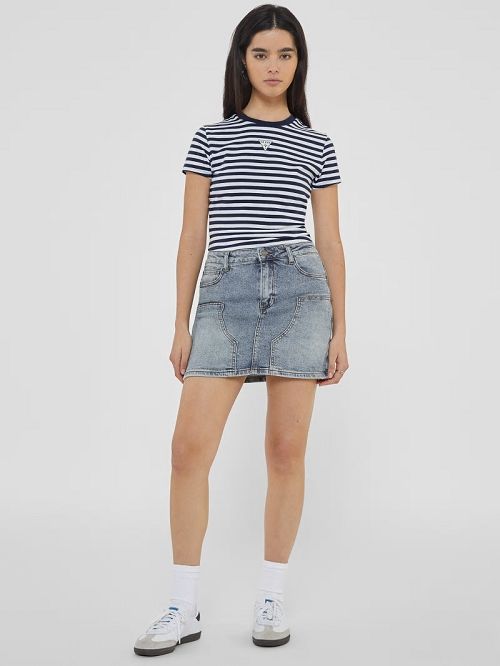 Guess Originals Eco Striped Baby Tee Blauw | GUESS-SN27230