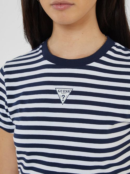 Guess Originals Eco Striped Baby Tee Blauw | GUESS-SN27230