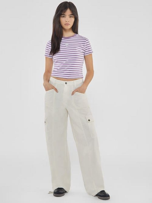 Guess Originals Eco Striped Baby Tee Paars | GUESS-SN27229