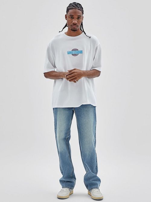 Guess Originals Eco Sunset Logo Tee Wit | GUESS-SN30483
