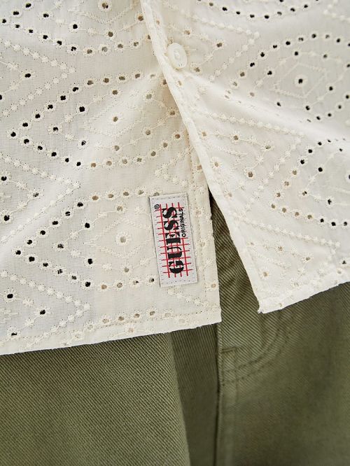 Guess Originals Eyelet Shirt Wit | GUESS-SN31174