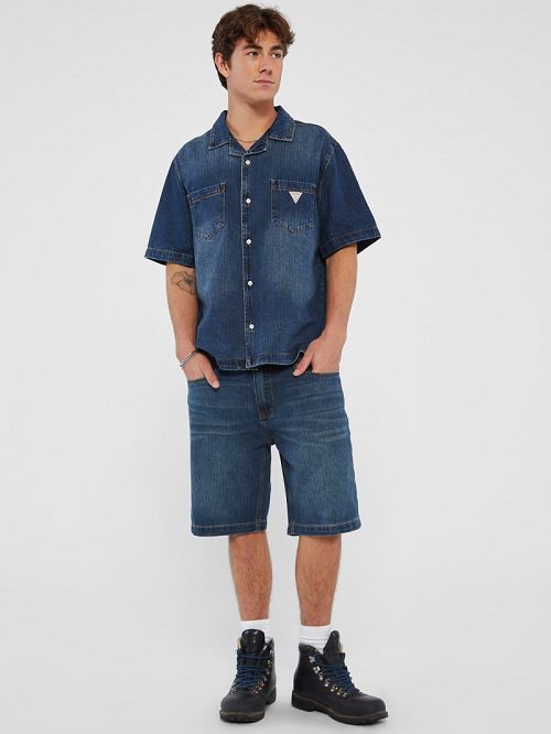 Guess Originals Herringbone Denim Shirt Blauw | GUESS-SN31128