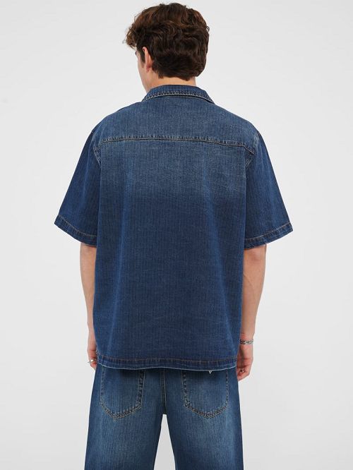 Guess Originals Herringbone Denim Shirt Blauw | GUESS-SN31128