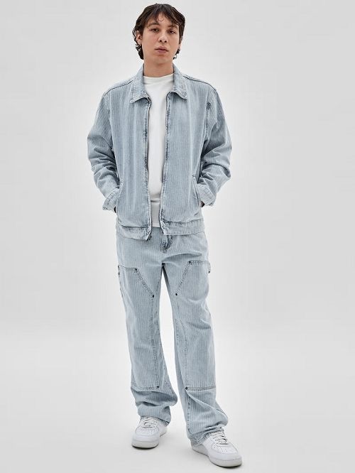 Guess Originals Herringbone Zip Denim Jacket Blauw | GUESS-SN30722