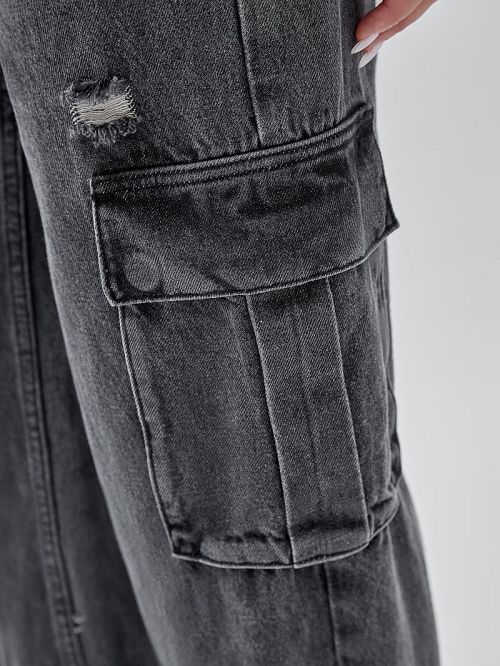 Guess Originals Kit Cargo Distressed Jeans Zwart | GUESS-SN26594