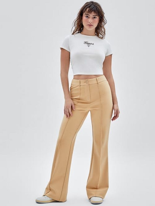 Guess Originals Pintuck Flared Pants Beige | GUESS-SN28213