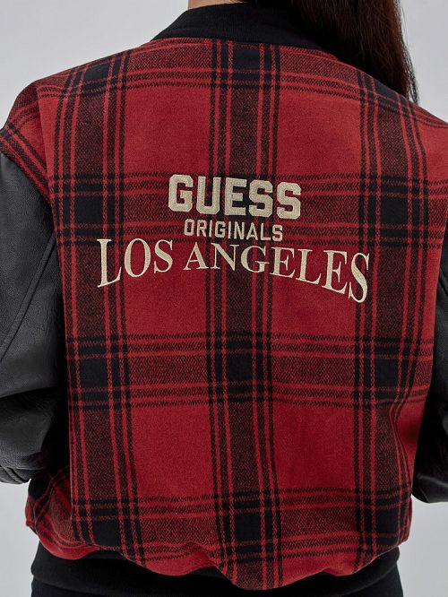 Guess Originals Plaid Varsity Jacket Zwart | GUESS-SN27907