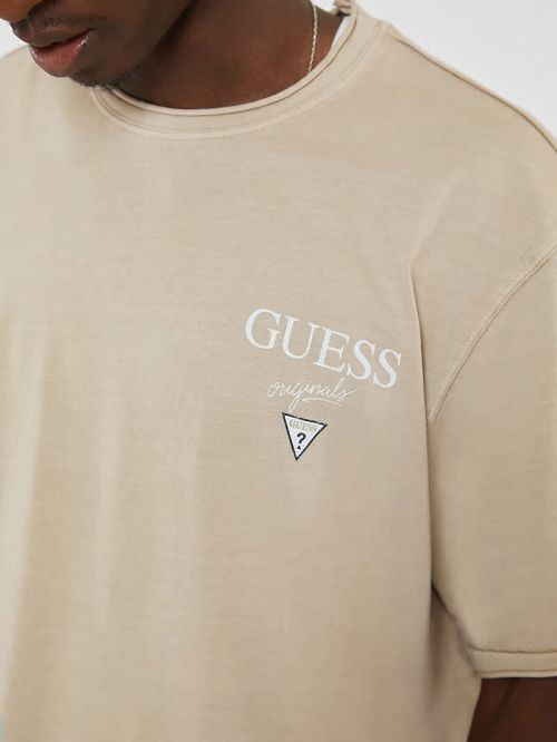 Guess Originals Stacked Logo Tee Beige | GUESS-SN30578