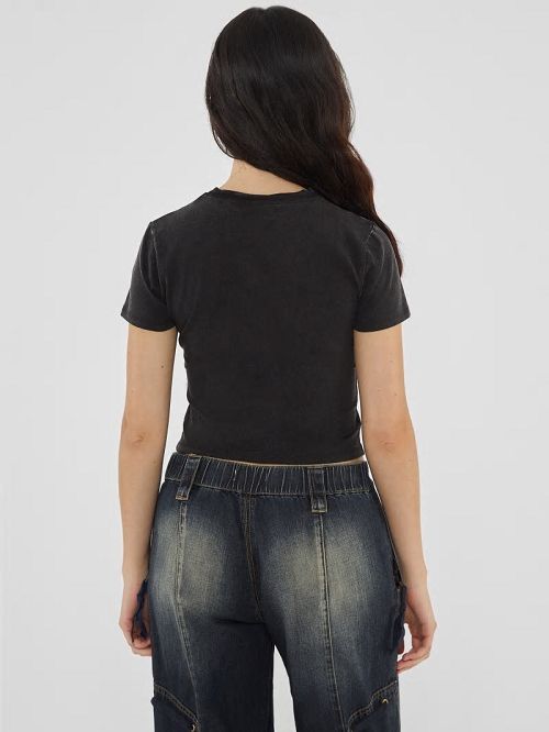 Guess Originals Star Stud Baby Tee Zwart | GUESS-SN27237