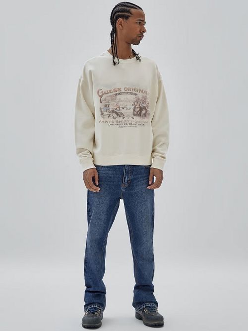 Guess Originals Warranted Fleece Sweater Wit | GUESS-SN30967