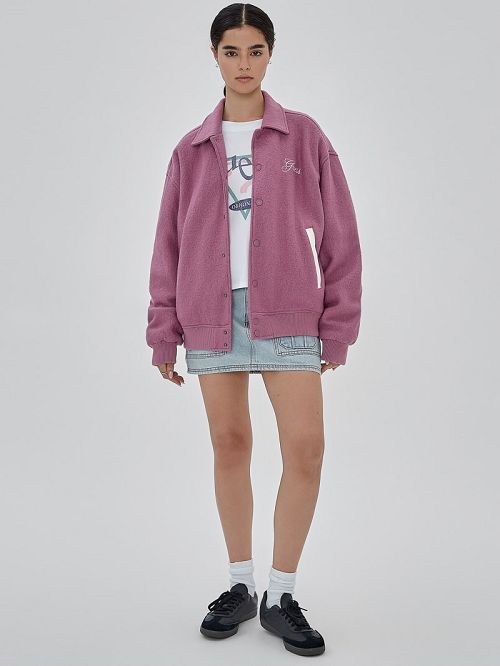 Guess Originals Wool-Blend Varsity Jacket Roze | GUESS-SN30734