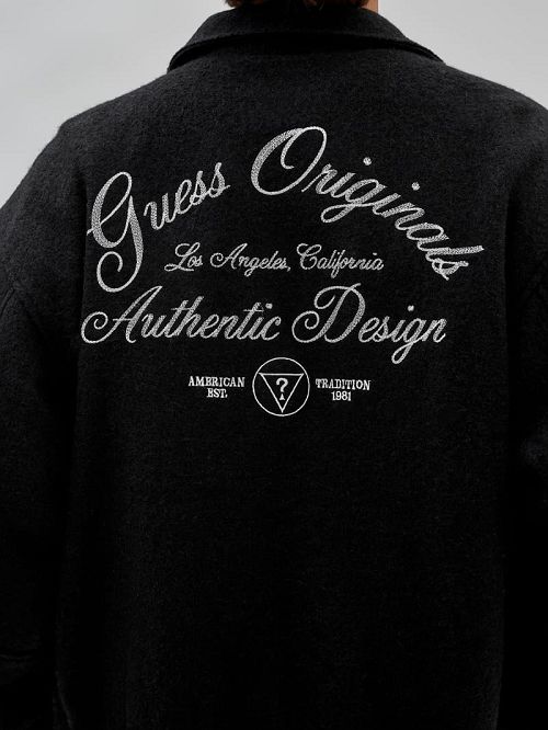 Guess Originals Wool-Blend Varsity Jacket Zwart | GUESS-SN30776