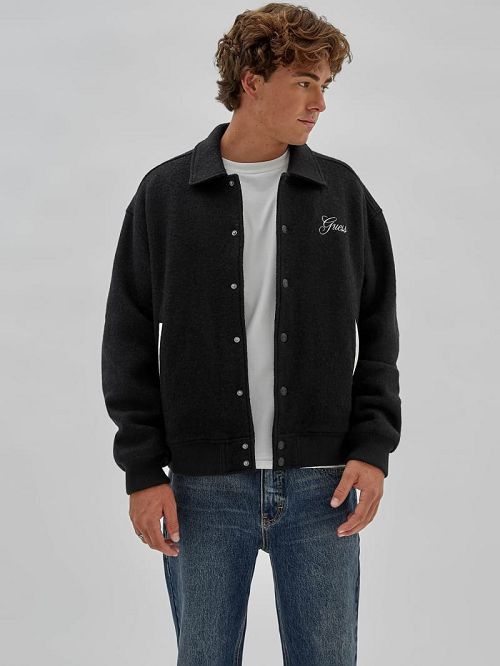 Guess Originals Wool-Blend Varsity Jacket Zwart | GUESS-SN30776
