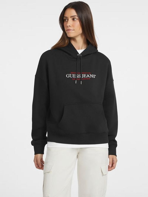 Guess Oversized American Tradition Hoodie Zwart | GUESS-SN27677