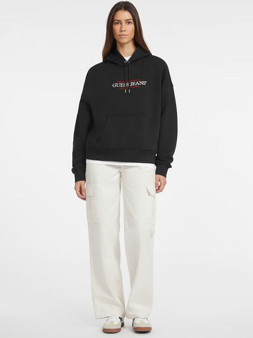 Guess Oversized American Tradition Hoodie Zwart | GUESS-SN27677