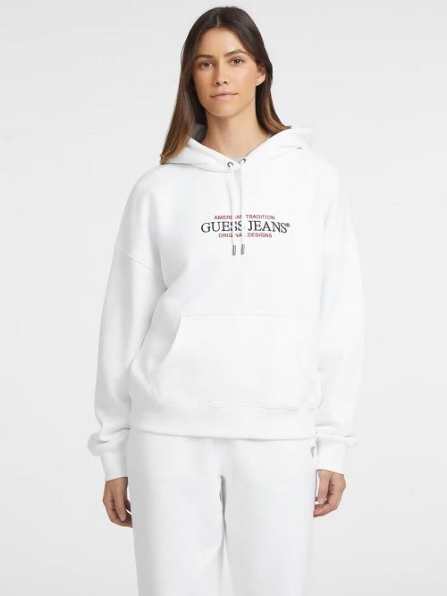 Guess Oversized American Tradition Hoodie Wit | GUESS-SN28383