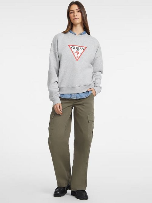 Guess Oversized Iconic Sweatshirt Grijs | GUESS-SN28352