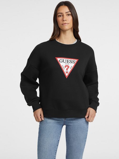Guess Oversized Iconic Sweatshirt Zwart | GUESS-SN28364