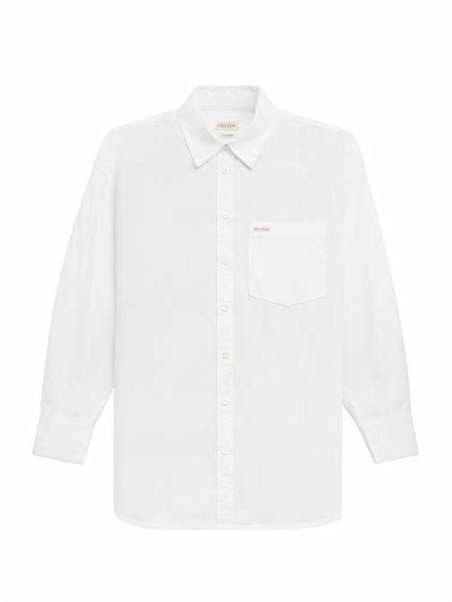 Guess Oversized Long-Sleeve Pocket Shirt Wit | GUESS-SN27541