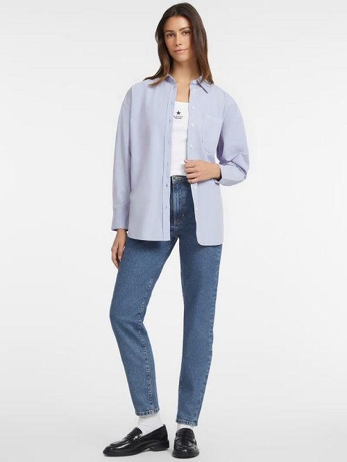 Guess Oversized Long-Sleeve Pocket Shirt Blauw | GUESS-SN27555
