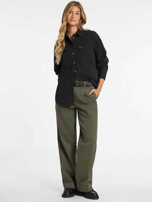 Guess Oversized Long-Sleeve Pocket Shirt Zwart | GUESS-SN27477