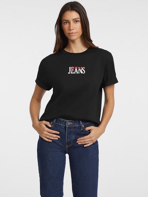 Guess Oversized Mixed Logo Tee Zwart | GUESS-SN27055