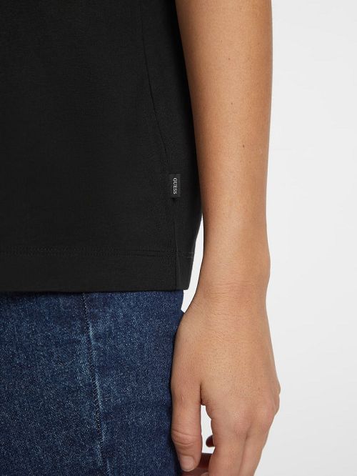 Guess Oversized Mixed Logo Tee Zwart | GUESS-SN27055