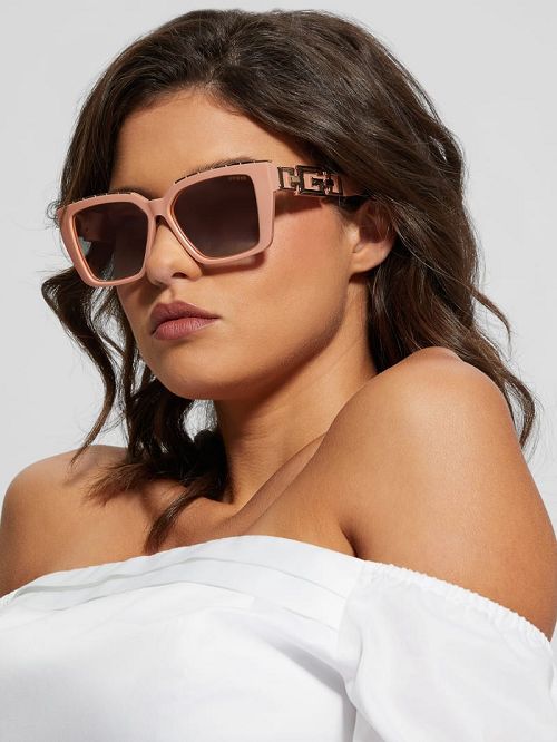 Guess Oversized Square G Chain Sunglasses Roze | GUESS-SN30045