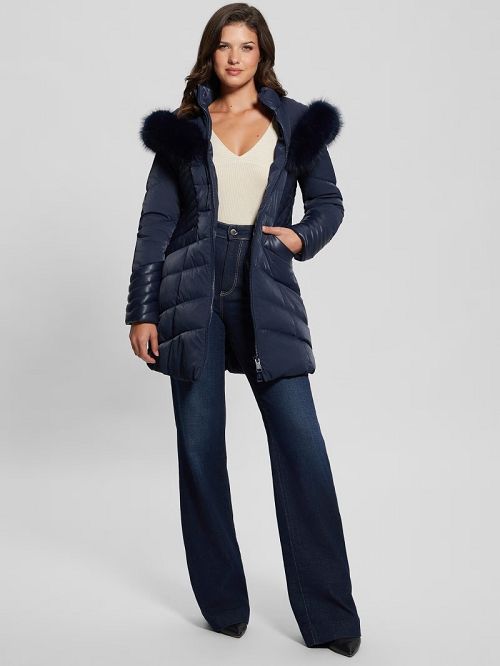 Guess Oxana Hooded Puffer Coat Blauw | GUESS-SN28020