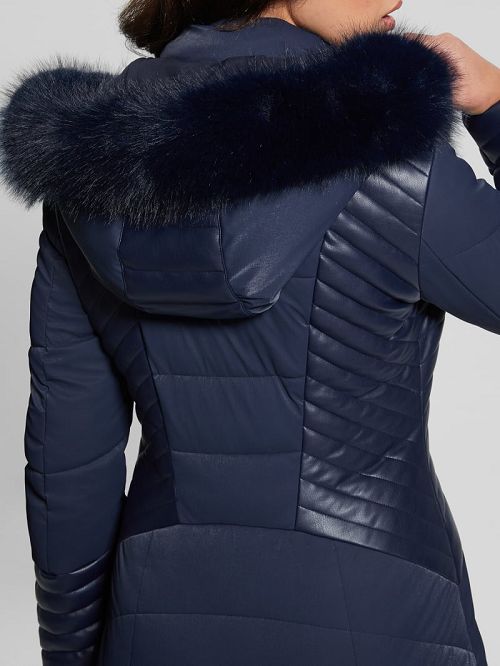 Guess Oxana Hooded Puffer Coat Blauw | GUESS-SN28020