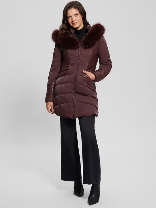 Guess Oxana Hooded Puffer Coat Rood | GUESS-SN27921