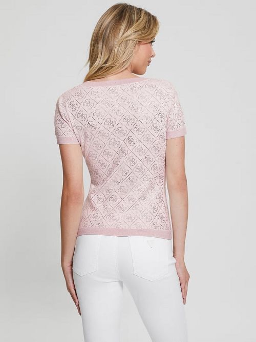Guess Paige Quattro Rhinestone Top Roze | GUESS-SN27515