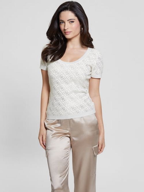 Guess Paige Quattro Rhinestone Top Wit | GUESS-SN27636