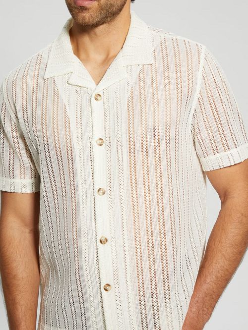 Guess Panama Knit Shirt Wit | GUESS-SN31118
