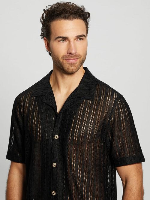 Guess Panama Knit Shirt Zwart | GUESS-SN31241