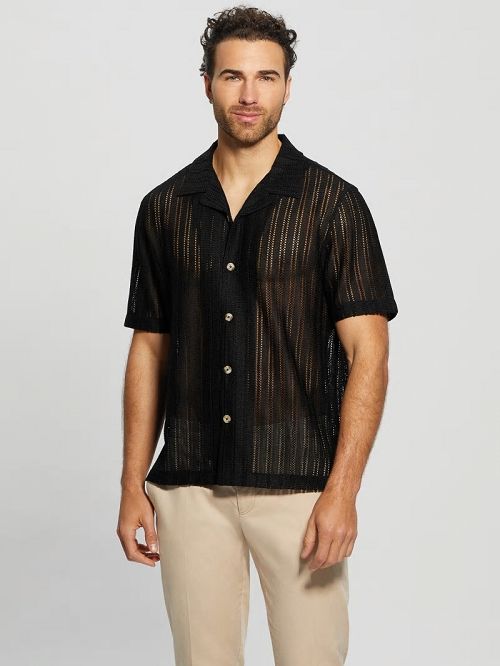Guess Panama Knit Shirt Zwart | GUESS-SN31241