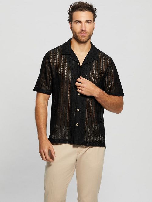 Guess Panama Knit Shirt Zwart | GUESS-SN31241