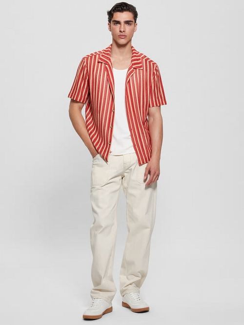 Guess Panama Stripe Shirt Rood | GUESS-SN31242