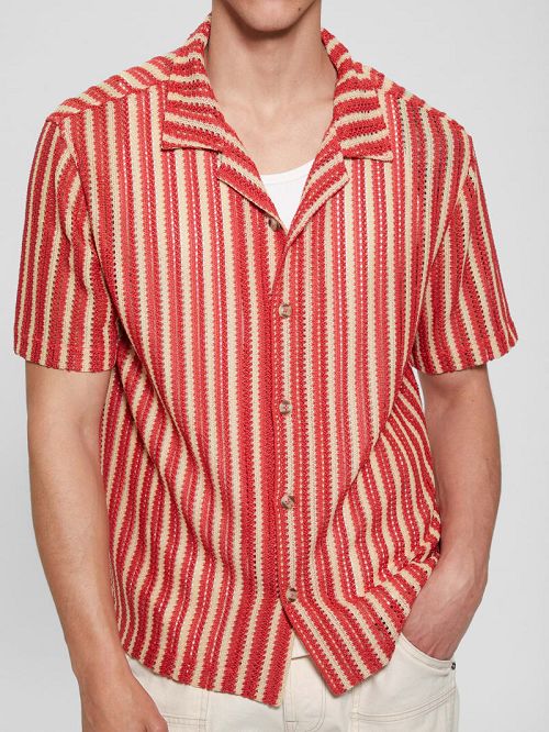 Guess Panama Stripe Shirt Rood | GUESS-SN31242