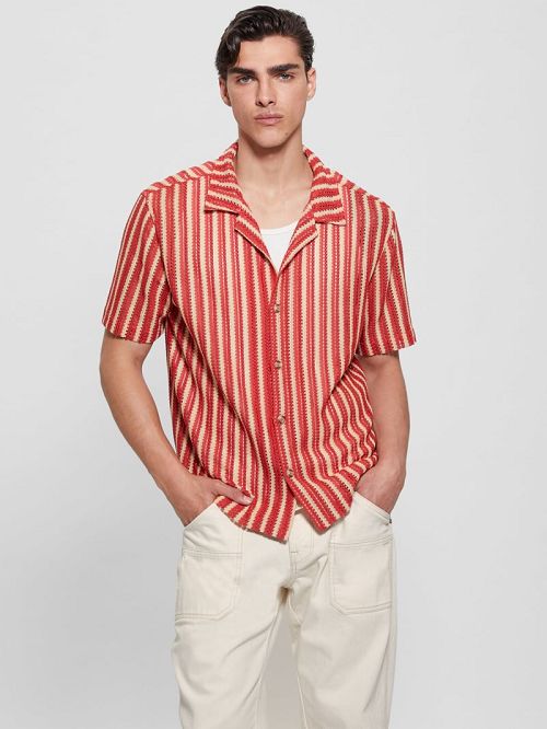Guess Panama Stripe Shirt Rood | GUESS-SN31242