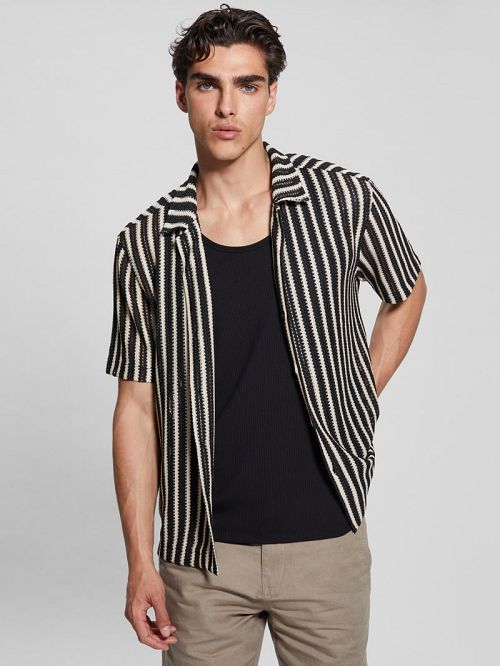 Guess Panama Stripe Shirt Zwart | GUESS-SN31213