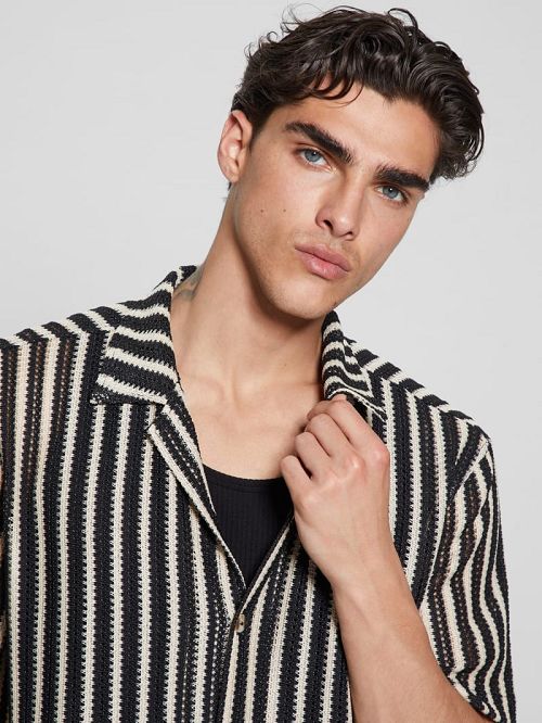 Guess Panama Stripe Shirt Zwart | GUESS-SN31213